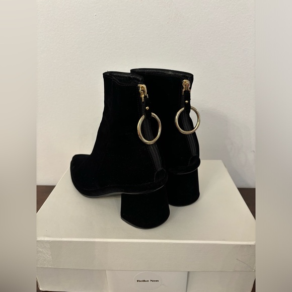 Reike Nen Black Velvet ankle mid-heel booties size US 5/ EU 35 - worn <5 times - Picture 2 of 10